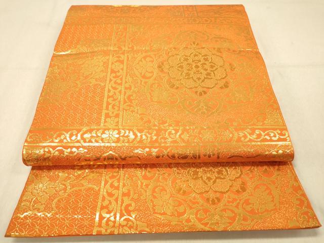 平和屋着物◎六通柄　本袋帯　正倉院花文　金糸　正絹　逸品　DABA2093jm
