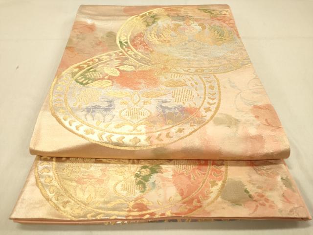 平和屋着物◎西陣　六通柄袋帯　高級　手織　古都錦　更紗鳳凰花文　金銀糸　正絹　逸品　DABA2108jm