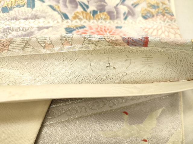 平和屋着物◎六通柄袋帯　唐織　しよう美　九百錦　飛鶴花車文　プラチナ箔　正絹　逸品　DABA2109jm