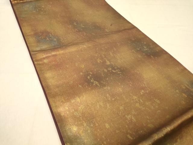 平和屋着物◎六通柄袋帯　霞文　引箔　正絹　逸品　DABA2113jm
