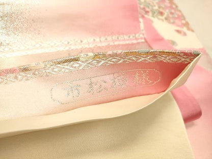 平和屋着物◎六通柄袋帯　市松模様　金銀糸　正絹　逸品　DABA2117jm