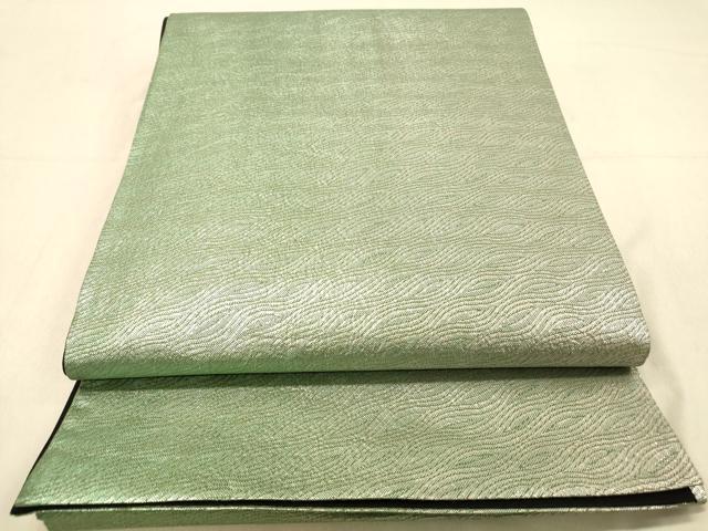 平和屋着物◎六通柄袋帯　霞文　銀糸　正絹　逸品　DABA2128jm
