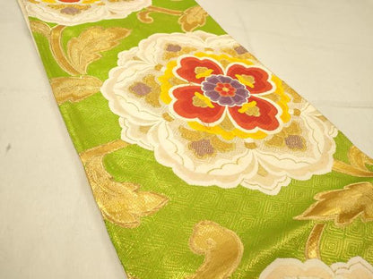 平和屋着物◎六通柄袋帯　唐織　正倉院花唐草文　金糸　正絹　逸品　DABA2131jm