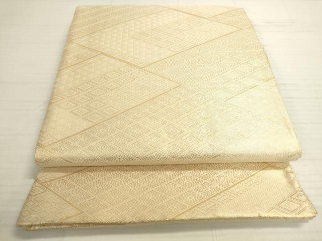 平和屋着物◎佐賀錦　両面　六通柄袋帯　扇面花文　金糸　正絹　逸品　DABA2137ya
