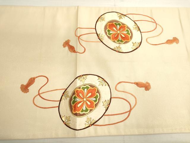 平和屋着物◎太鼓柄袋帯　花鼓文　金銀糸　正絹　逸品　DABA2141ya