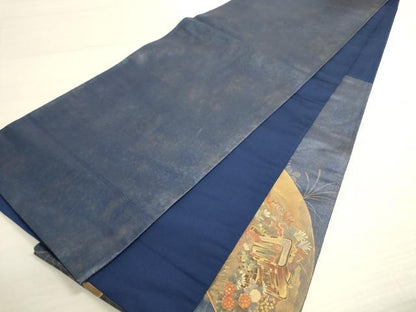 平和屋着物◎太鼓柄袋帯　地紙花文　金彩　正絹　逸品　DABA2143ya