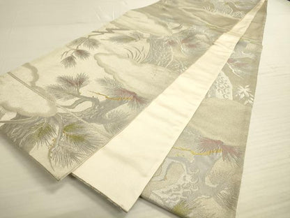 平和屋着物◎六通柄袋帯　唐織　枝松文　金銀糸　正絹　逸品　DABA2146ya