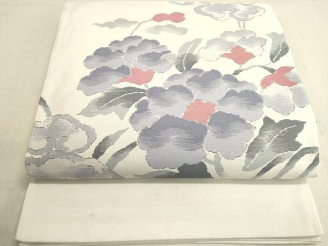 平和屋着物◎太鼓柄袋帯　草花文　正絹　逸品　DABA2215ya