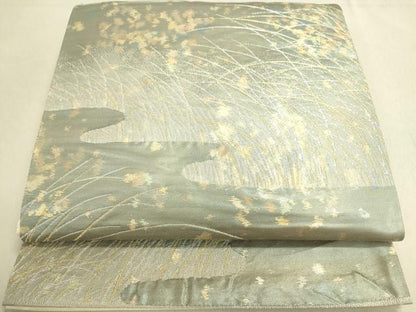 平和屋着物◎六通柄袋帯　芝　箔散らし　金銀糸　引箔　正絹　逸品　DABA2217ya
