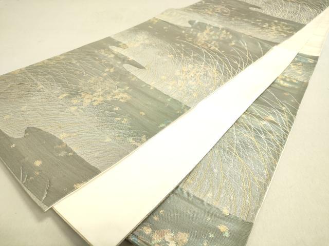 平和屋着物◎六通柄袋帯　芝　箔散らし　金銀糸　引箔　正絹　逸品　DABA2217ya
