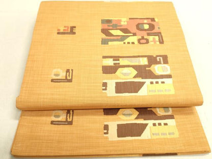平和屋着物◎六通柄袋帯　幾何学文　正絹　逸品　DABA2219ya