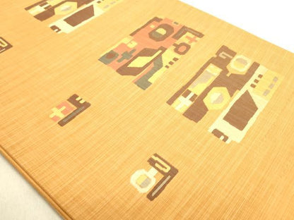 平和屋着物◎六通柄袋帯　幾何学文　正絹　逸品　DABA2219ya