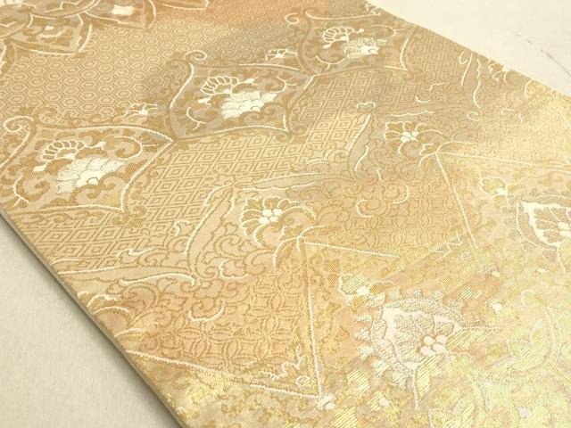 平和屋着物◎六通柄袋帯　更紗花文　金糸　正絹　逸品　DABA2222ya