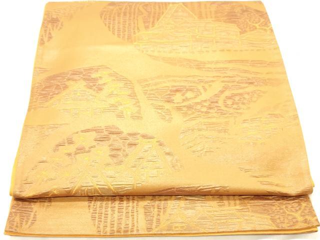 平和屋着物◎六通柄袋帯 風景文 正絹 逸品 DABA2246ya