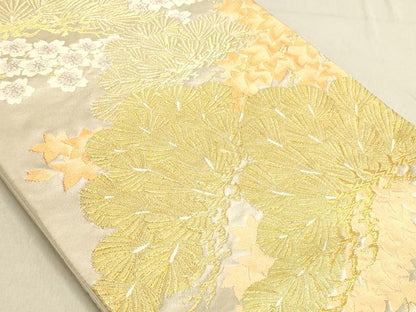 平和屋着物◎六通柄袋帯 唐織 松 梅 金糸 正絹 逸品 DABA2275ya