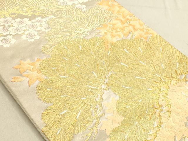 平和屋着物◎六通柄袋帯 唐織 松 梅 金糸 正絹 逸品 DABA2275ya