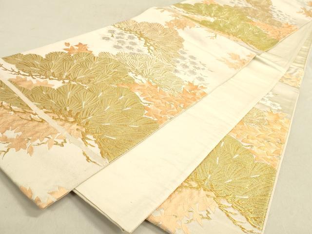 平和屋着物◎六通柄袋帯 唐織 松 梅 金糸 正絹 逸品 DABA2275ya