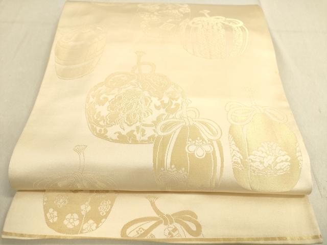 平和屋着物◎両面 全通柄袋帯 仕覆 金糸 正絹 逸品 DABA2278ya