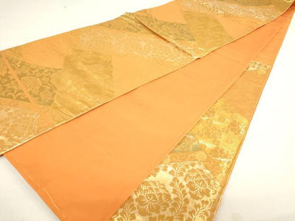 平和屋着物◎六通柄袋帯 更紗花文 金糸 正絹 逸品 DABA2319ya