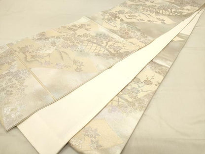 平和屋着物◎六通柄袋帯　籬花文　金銀糸　正絹　逸品　DABA2327ya