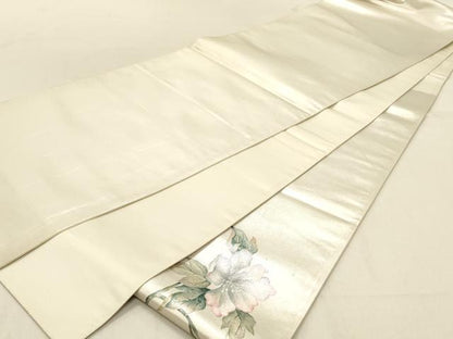 平和屋着物◎太鼓柄袋帯　手描き　枝花文　正絹　逸品　DABA2332ya