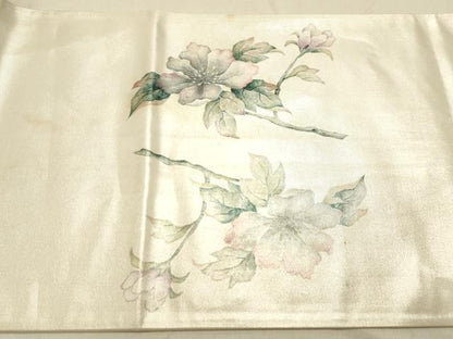 平和屋着物◎太鼓柄袋帯　手描き　枝花文　正絹　逸品　DABA2332ya
