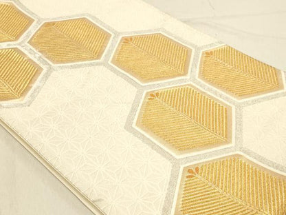 平和屋着物◎六通柄袋帯　亀甲松文　金銀糸　正絹　逸品　DABA2342ya