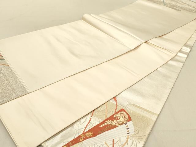 平和屋着物◎六通柄袋帯　扇子文　金銀糸　正絹　逸品　DABA2344ya