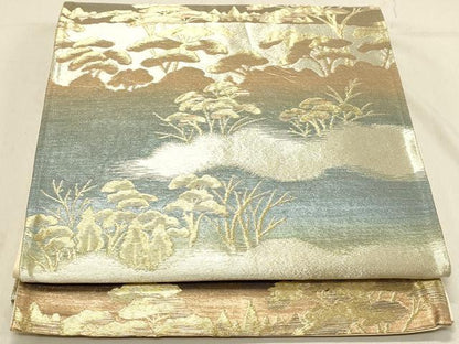 平和屋着物◎六通柄袋帯　浜松文　金糸　正絹　逸品　DABA2346ya