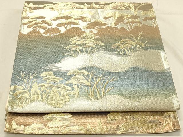 平和屋着物◎六通柄袋帯　浜松文　金糸　正絹　逸品　DABA2346ya