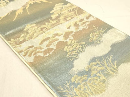 平和屋着物◎六通柄袋帯　浜松文　金糸　正絹　逸品　DABA2346ya