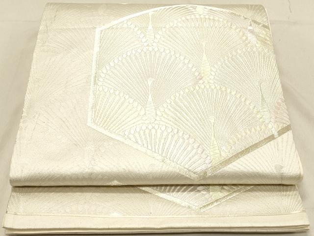 平和屋着物◎六通柄袋帯　唐織　亀甲孔雀文　金糸　正絹　逸品　DABA2353ya