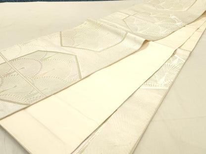 平和屋着物◎六通柄袋帯　唐織　亀甲孔雀文　金糸　正絹　逸品　DABA2353ya