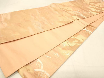 平和屋着物◎六通柄袋帯 流水飛鶴文 金銀糸 正絹 逸品 DABA2376ya