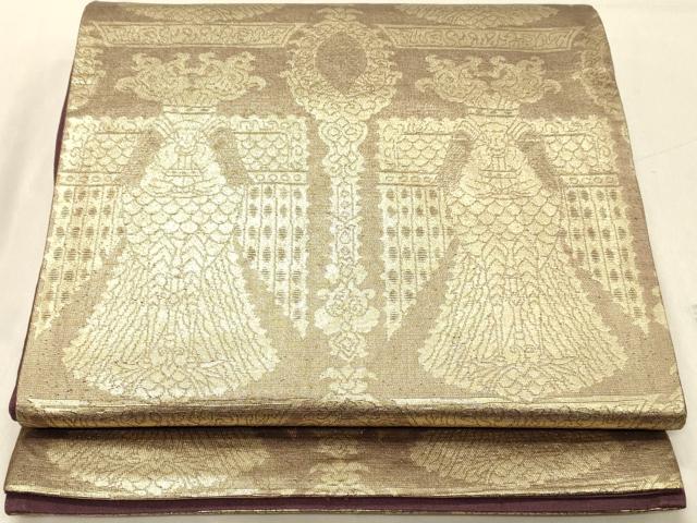 平和屋着物◎六通柄袋帯 壁画文様 正絹 逸品 DABA2377ya