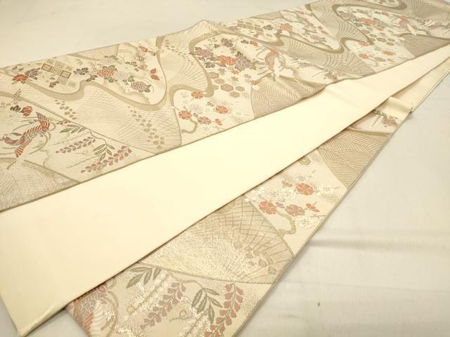 平和屋着物◎六通柄袋帯 唐織 鳳凰花文 金糸 正絹 逸品 DABA2381ya