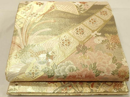 平和屋着物◎佐賀錦　六通柄袋帯　鳳凰花文　金糸　正絹　逸品　DABA2385ya