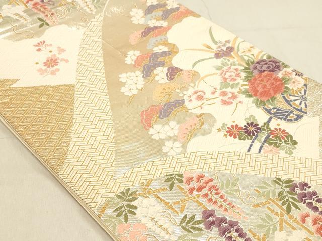 平和屋着物◎六通柄袋帯　唐織　花車文　金銀糸　正絹　逸品　DABA2402ya