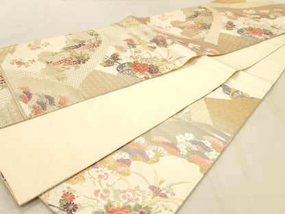 平和屋着物◎六通柄袋帯　唐織　花車文　金銀糸　正絹　逸品　DABA2402ya