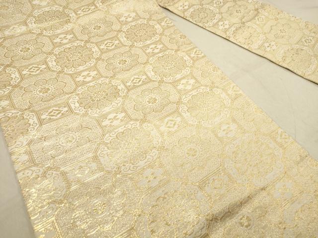 平和屋着物◎九寸名古屋帯　蜀江花文　金糸　正絹　逸品　DABA2411ya