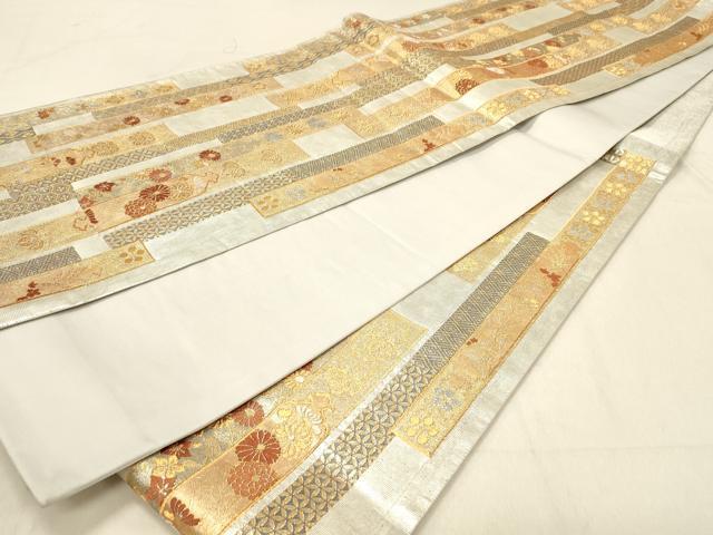 平和屋着物◎六通柄袋帯　唐織　錦寿短冊文　金銀糸　正絹　逸品　DABA2424ya