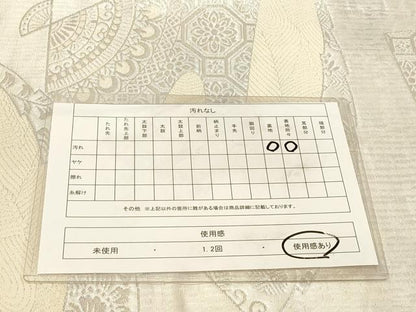 平和屋着物◎六通柄袋帯　扇面花文　銀糸　正絹　逸品　DABA2427ya