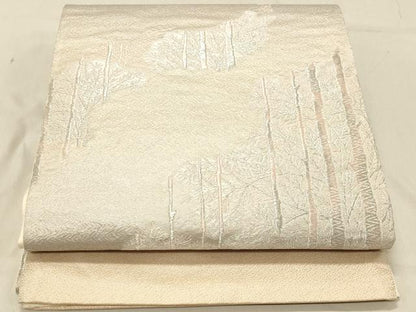 平和屋着物◎六通柄袋帯　樹林文　銀糸　正絹　逸品　DABA2437ya
