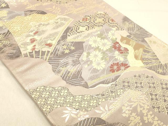 平和屋着物◎六通柄袋帯　唐織　吉祥花文　金糸　正絹　逸品　DABA2443ya