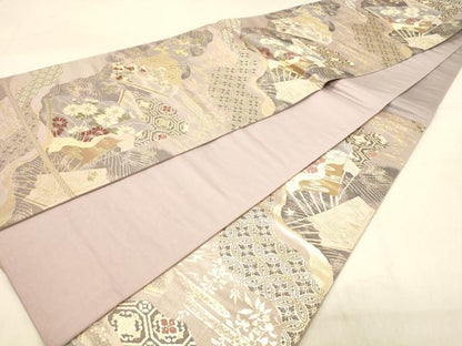 平和屋着物◎六通柄袋帯　唐織　吉祥花文　金糸　正絹　逸品　DABA2443ya
