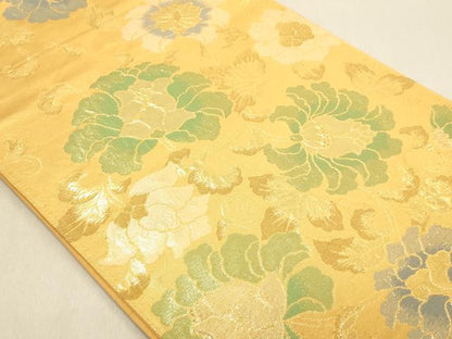 平和屋着物◎六通柄袋帯　草花文　金糸　正絹　逸品　DABA2445ya