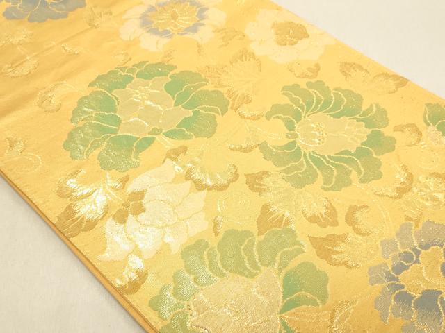 平和屋着物◎六通柄袋帯　草花文　金糸　正絹　逸品　DABA2445ya