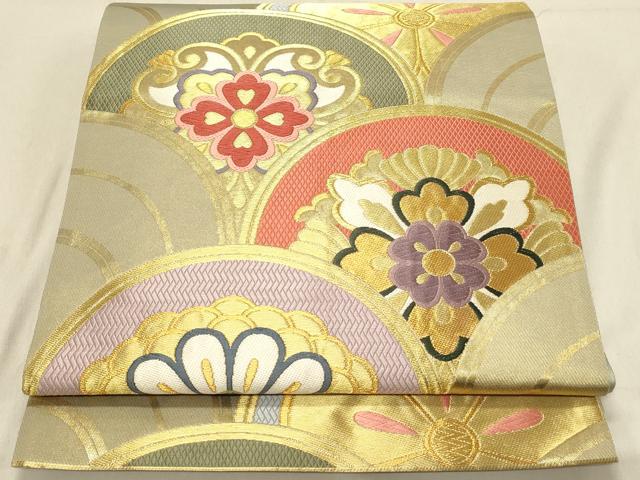 平和屋着物◎六通柄袋帯　青海秀華文　金糸　引箔　正絹　逸品　DABA2451ya