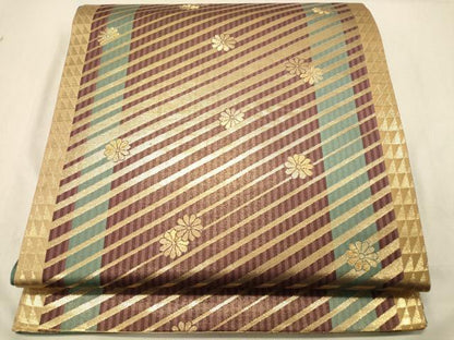 平和屋着物◎六通柄袋帯　舞花文　金糸　正絹　逸品　DABA2452ya
