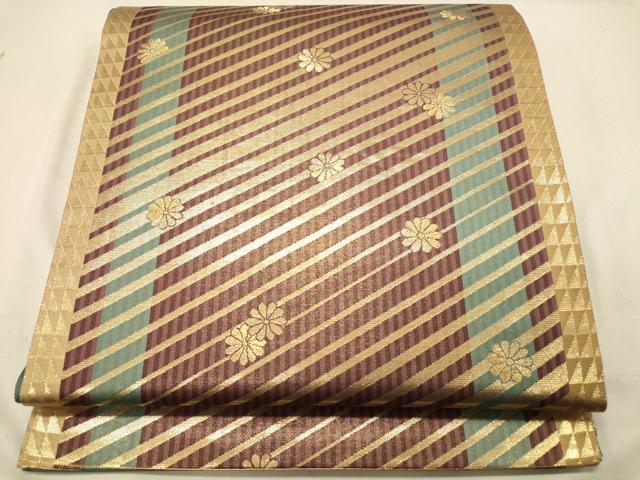 平和屋着物◎六通柄袋帯　舞花文　金糸　正絹　逸品　DABA2452ya
